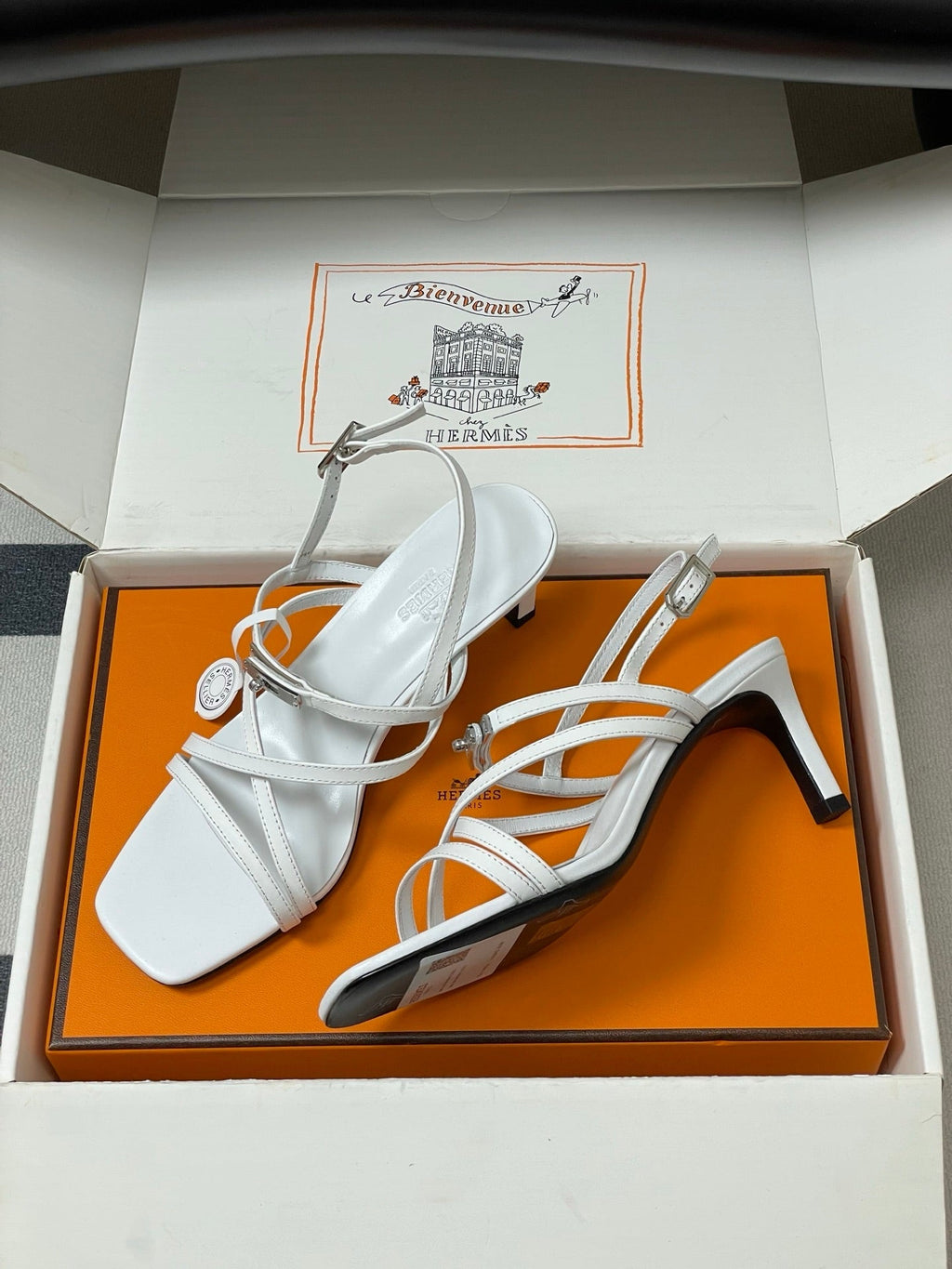 HM Muse Sandal 70 White in Calfskin 593818