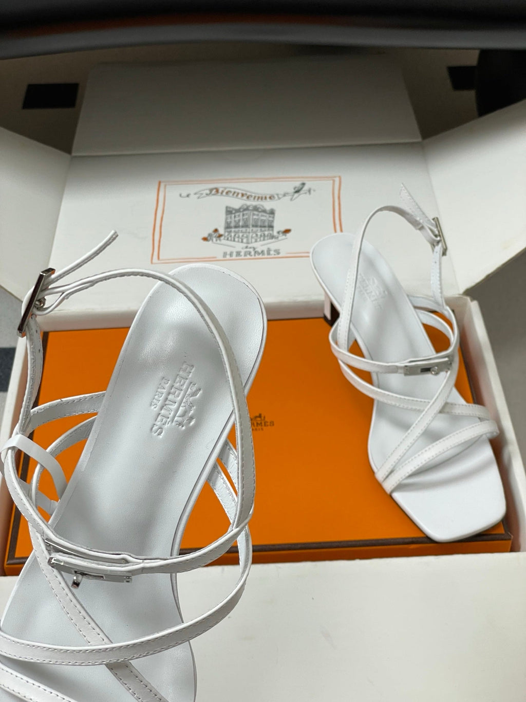 HM Muse Sandal 70 White in Calfskin 593818