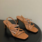 HM Muse Sandal 70 Brown in Calfskin 593817