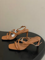 HM Muse Sandal 70 Brown in Calfskin 593817