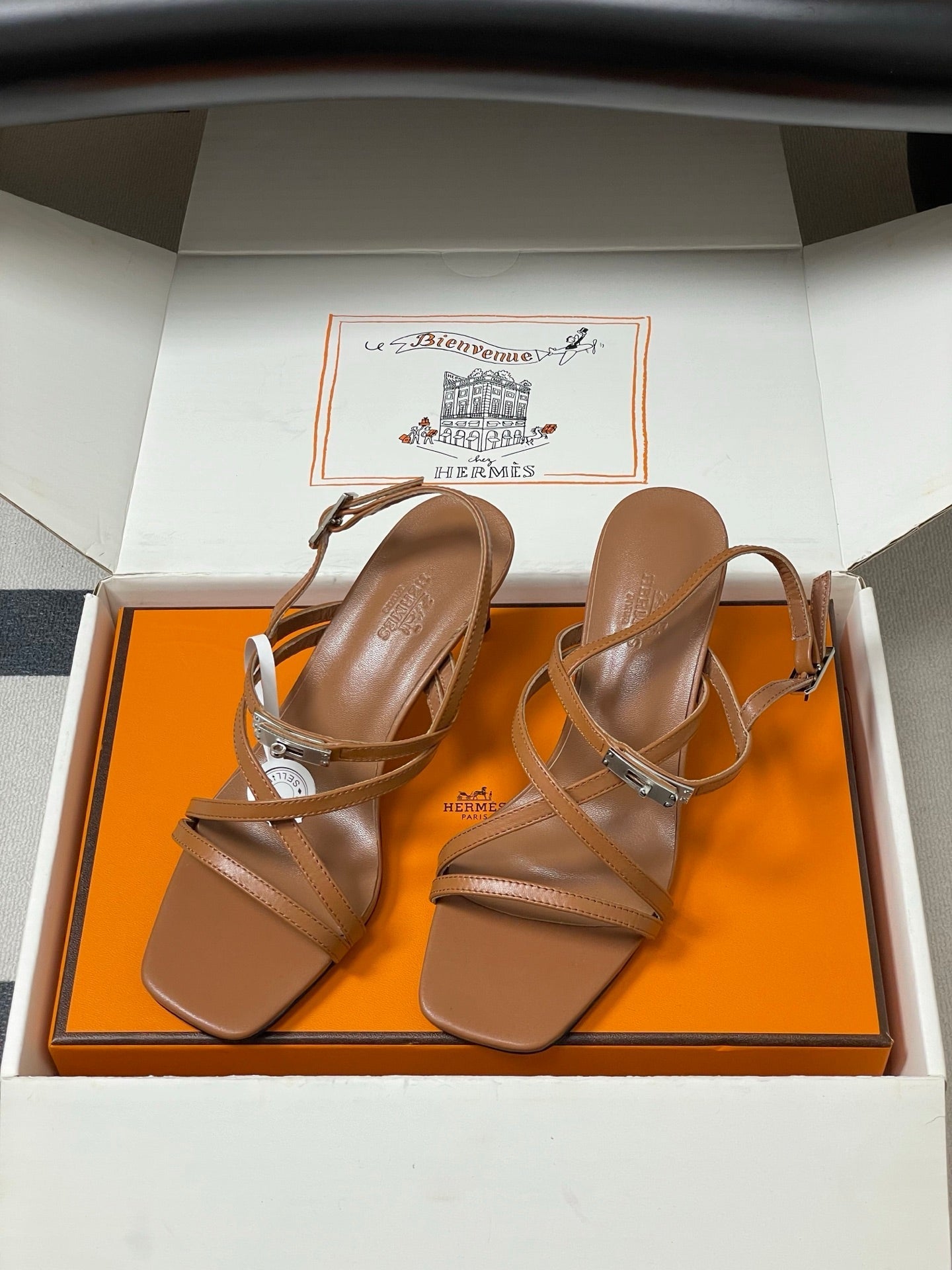 HM Muse Sandal 70 Brown in Calfskin 593817