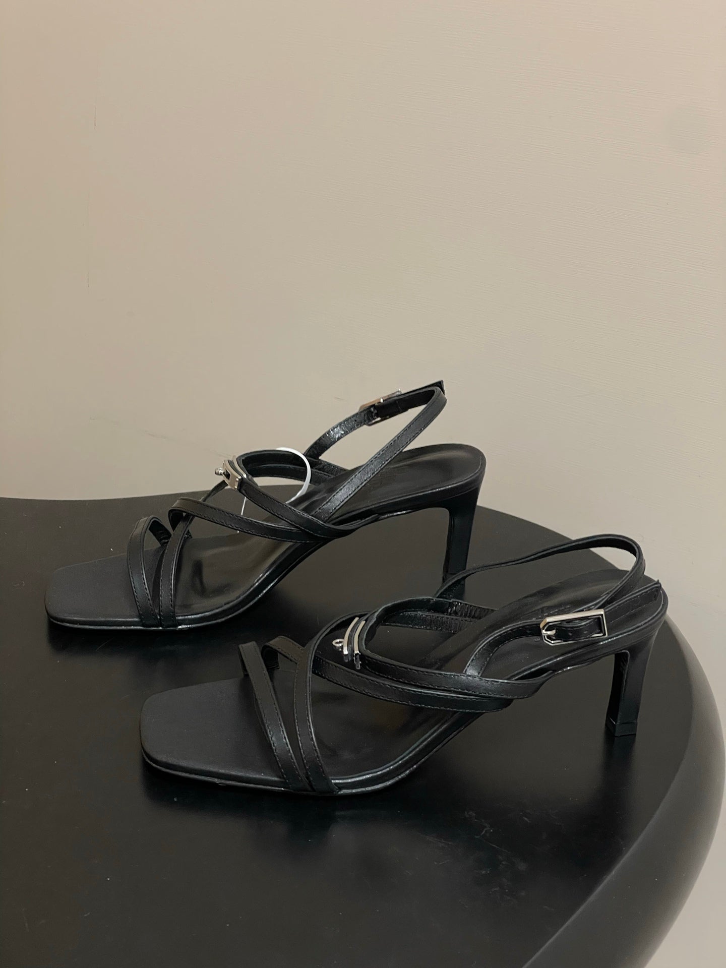 HM Muse Sandal 70 Black in Calfskin 593816