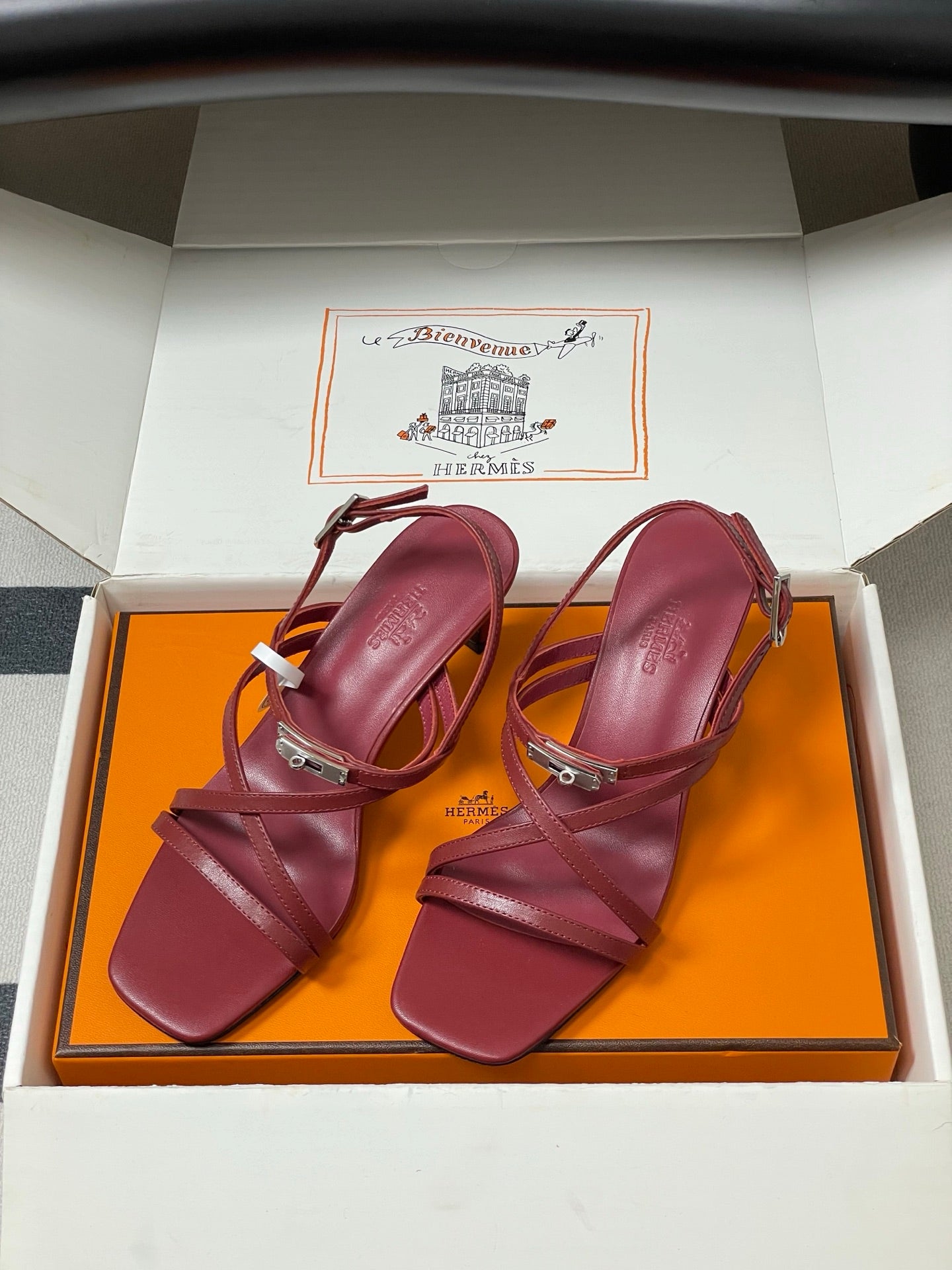 HM Muse Sandal 70 Burgundy in Calfskin 593815