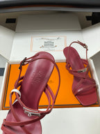 HM Muse Sandal 70 Burgundy in Calfskin 593815