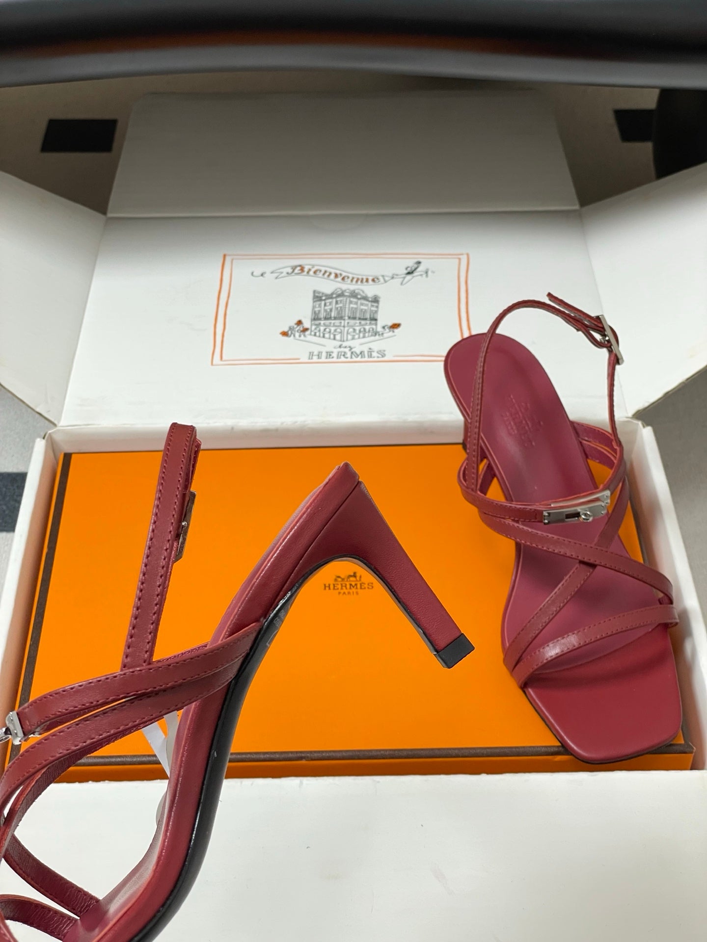 HM Muse Sandal 70 Burgundy in Calfskin 593815