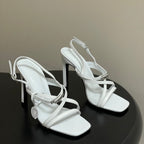 HM Muse Sandal 100 White in Calfskin 593814