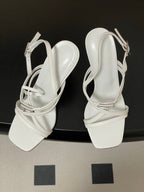 HM Muse Sandal 100 White in Calfskin 593814