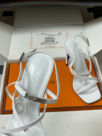 HM Muse Sandal 100 White in Calfskin 593814