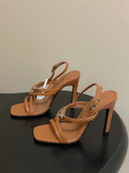 HM Muse Sandal 100 Brown in Calfskin 593813