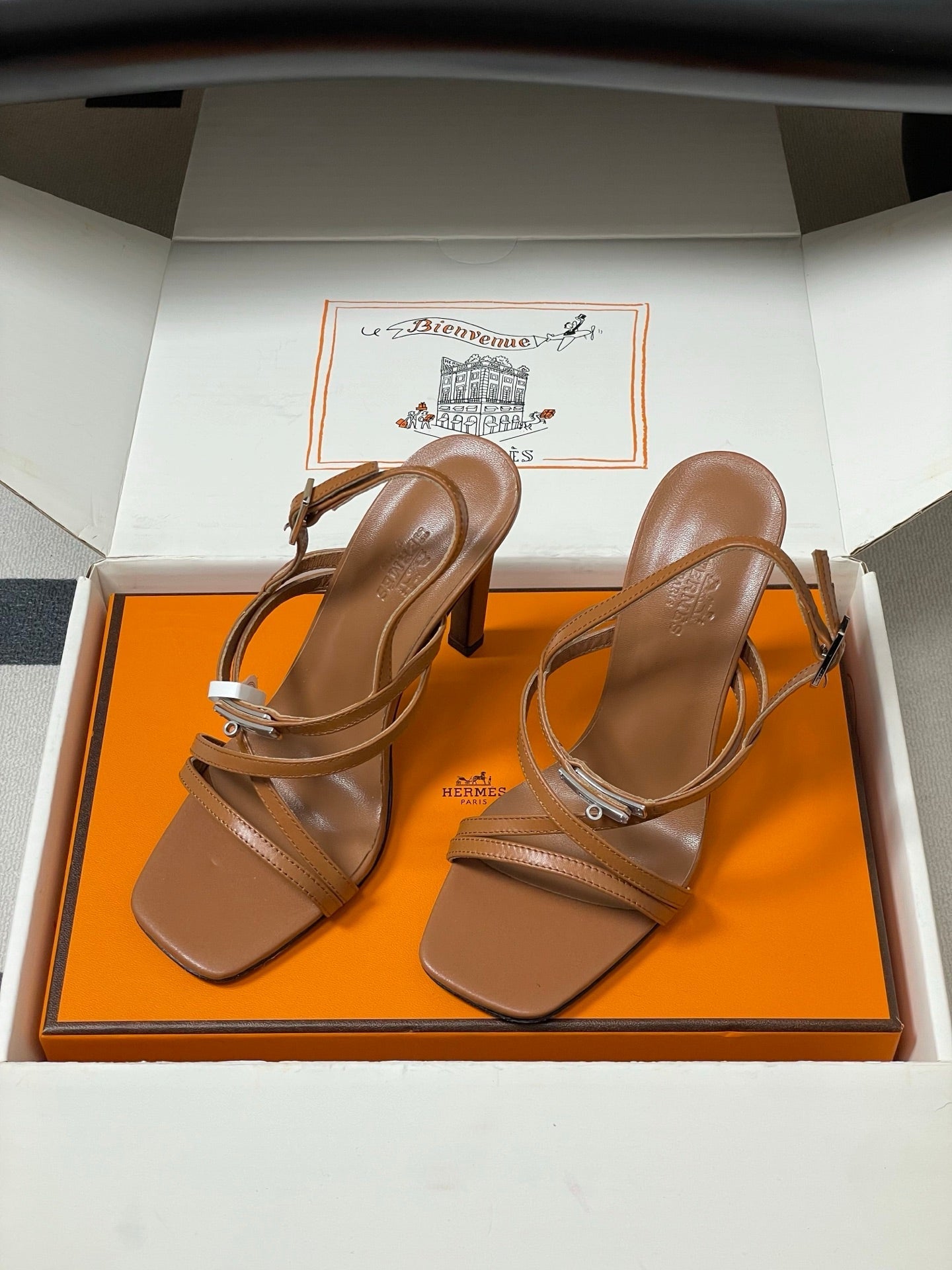HM Muse Sandal 100 Brown in Calfskin 593813