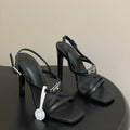 HM Muse Sandal 100 Black  in Calfskin 593812