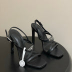 HM Muse Sandal 100 Black  in Calfskin 593812