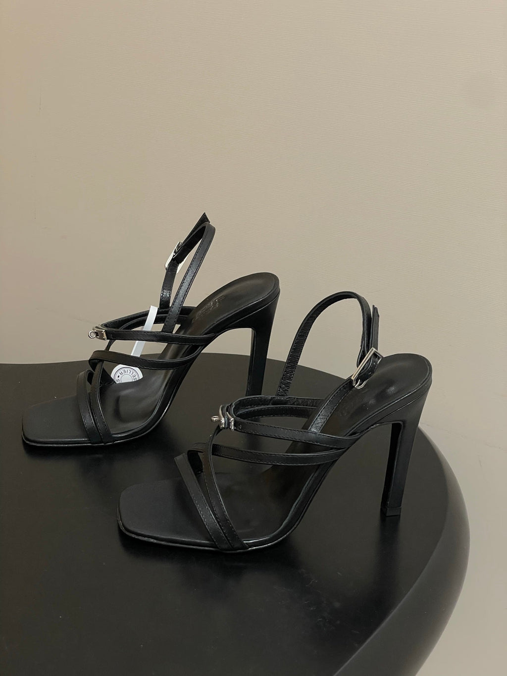 HM Muse Sandal 100 Black  in Calfskin 593812