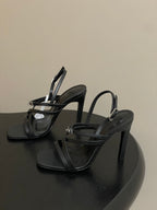 HM Muse Sandal 100 Black  in Calfskin 593812