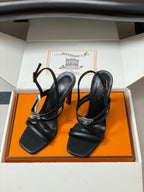 HM Muse Sandal 100 Black  in Calfskin 593812