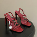 HM Muse Sandal 100 Burgundy in Calfskin 593811