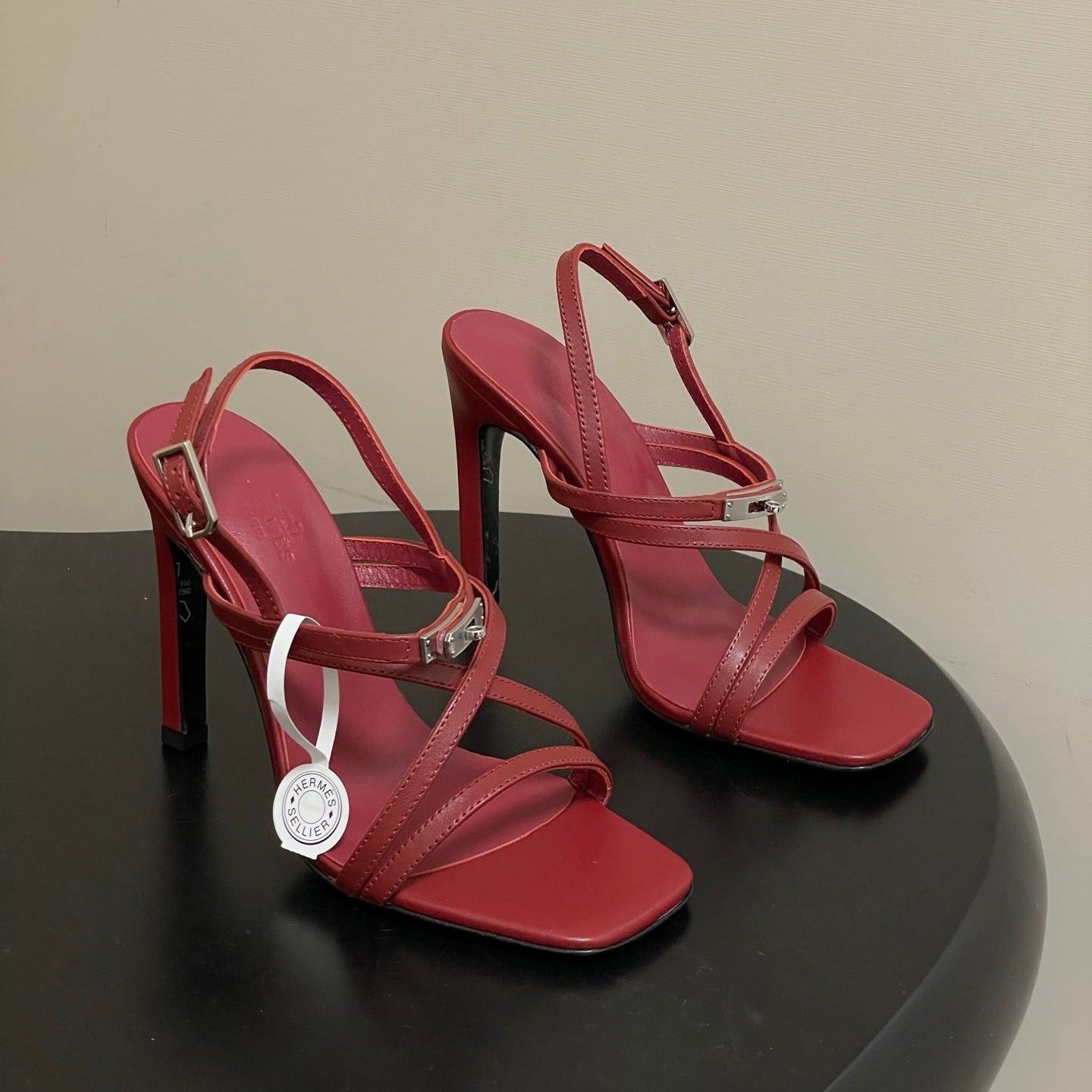 HM Muse Sandal 100 Burgundy in Calfskin 593811