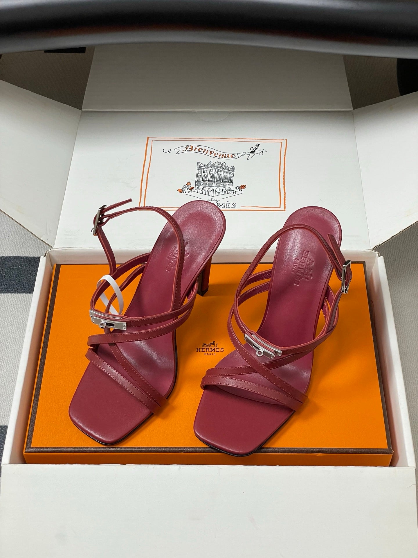 HM Muse Sandal 100 Burgundy in Calfskin 593811