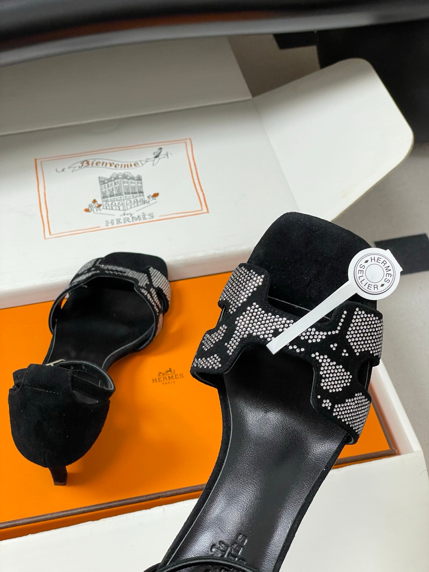 HM Joy Sandal 40 Black Gray in Suede 593810