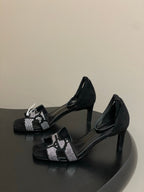 HM Joy Sandal 70 Black Gray in Suede 593807