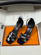 HM Joy Sandal 70 Black Pink in Suede 593805