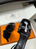 HM Joy Sandal 70 Black Pink in Suede 593805