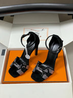 HM Joy Sandal 100 Black Gray in Suede 593804