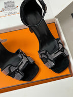 HM Joy Sandal 100 Black Gray in Suede 593804