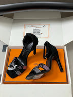HM Joy Sandal 100 Black Pink in Suede 593802