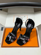 HM Joy Sandal 100 Black Pink in Suede 593802