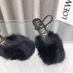 Loewe 25SS Fur-lined Mule 60 Black in Fox Fur 597435