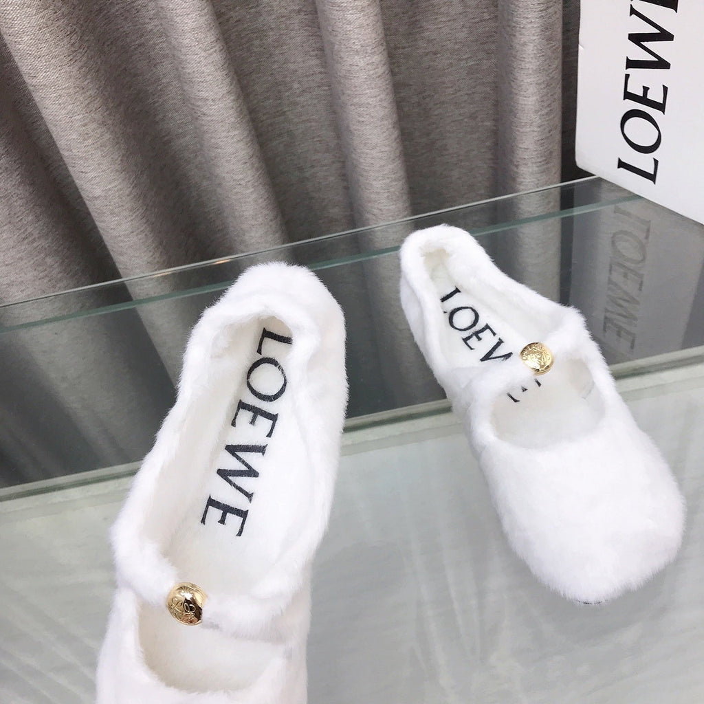 Loewe 2026 Ballet Flat White in Wool 597433