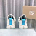 Loewe x on Angpao Couple Running Sneakers White Blue Nylon Calfskin 597426