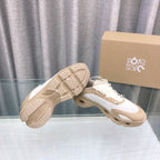 Loewe x on Angpao Couple Running Sneakers Light Brown White Nylon Calfskin 597425