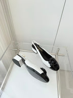 Chanel 26 Camellia High Heels 35 White Black in Patent Leather 597415