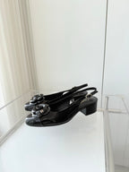 Chanel 26 Camellia High Heels 35 Black in Patent Leather 597414