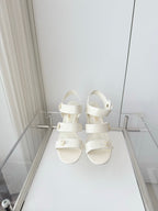 Chanel 26 Turnlock 80 White Sandal Heels in Lambskin 597406