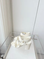 Chanel 26 Turnlock 80 White Sandal Heels in Lambskin 597406