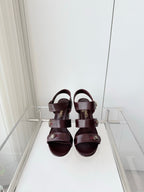 Chanel 26 Turnlock 80 Burgundy Sandal Heels in Lambskin 597404