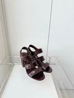 Chanel 26 Turnlock 80 Burgundy Sandal Heels in Lambskin 597404