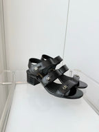 Chanel 26 Turnlock 40 Black Sandal Heels in Lambskin 597403