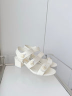 Chanel 26 Turnlock 40 White Sandal Heels in Lambskin 597402