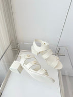 Chanel 26 Turnlock 40 White Sandal Heels in Lambskin 597402