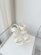 Chanel 26 Turnlock 40 White Sandal Heels in Lambskin 597402