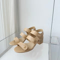 Chanel 26 Turnlock 40 Beige Sandal Heels in Lambskin 597401