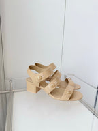 Chanel 26 Turnlock 40 Beige Sandal Heels in Lambskin 597401