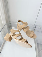 Chanel 26 Turnlock 40 Beige Sandal Heels in Lambskin 597401