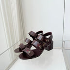 Chanel 26 Turnlock 40 Burgundy Sandal Heels in Lambskin 597400
