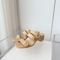 Chanel 26 Turnlock 40 Beige Sandal Mule in Lambskin 597398