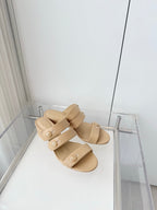 Chanel 26 Turnlock 40 Beige Sandal Mule in Lambskin 597398